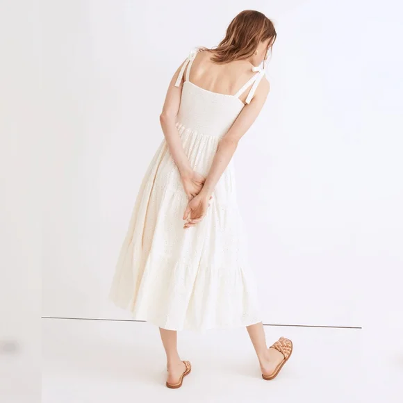 Madewell Eyelet Tie-Strap Lucie Tiered Midi Dress - Picture 3 of 8